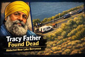 Illustration of a Tracy father abducted and later found dead near Lake Berryessa during a homicide investigation