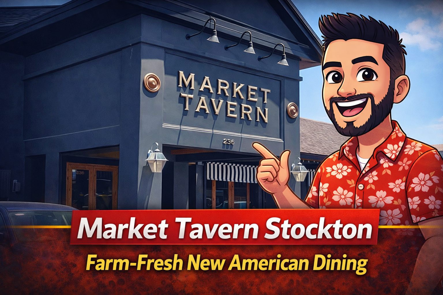 Market Tavern Stockton exterior and dining scene with wood-fired pizza and cocktails