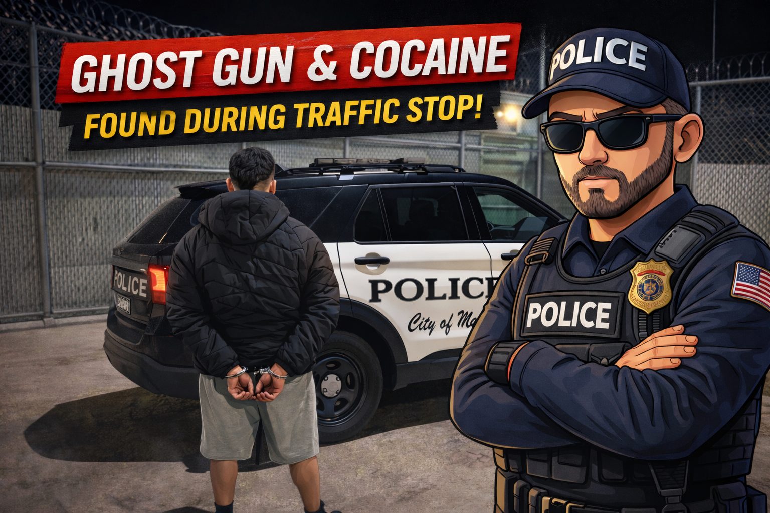 “Madera traffic stop graphic referencing ghost gun, cocaine and ski mask”
