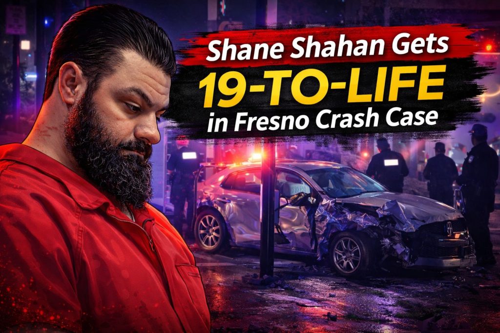 “Central Fresno crash case: Shane Shahan sentenced to 19 years to life for the death of Jesse Espino.”