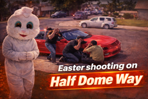 Police investigate the Half Dome Way shooting in Bakersfield after four people were wounded and firearms were recovered.