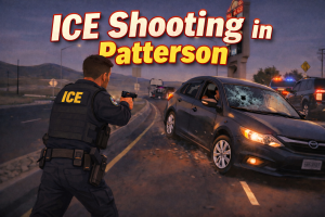 Federal investigators work a shooting scene near Interstate 5 and Sperry Avenue in Patterson after immigration agents opened fire during an attempted arrest.