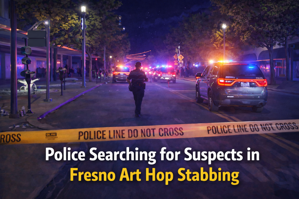 Police respond to violent fights and stabbing scenes near downtown Fresno Art Hop on Fulton Street.