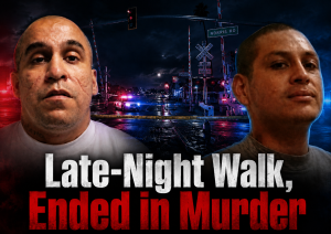 Michael Castillo and Francisco Rodriguez Jr. Bakersfield murder case graphic with North Chester Avenue crime scene theme