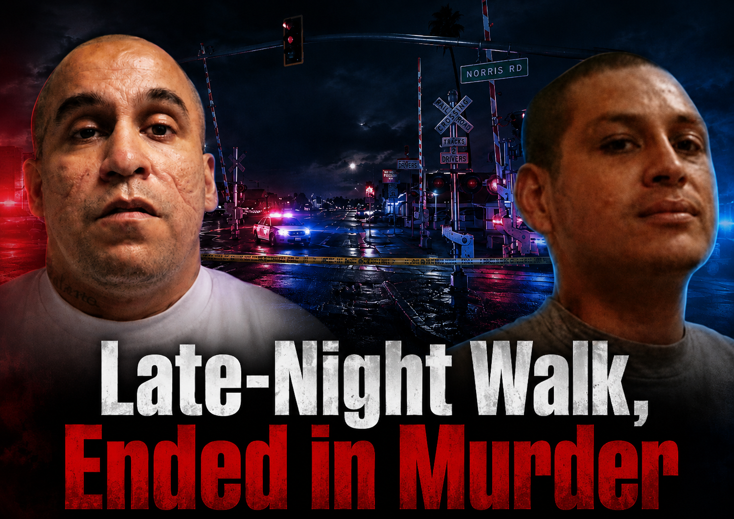 Michael Castillo and Francisco Rodriguez Jr. Bakersfield murder case graphic with North Chester Avenue crime scene theme