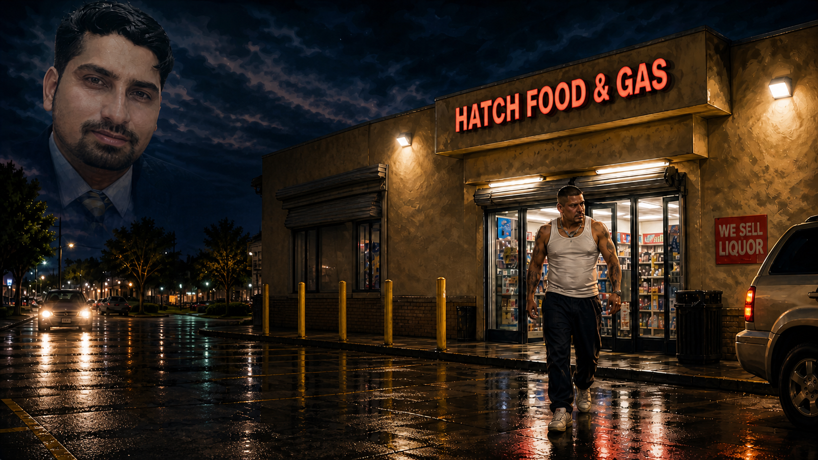 Police-investigation-style image representing the Jagjeet Singh Modesto killing at Hatch Food & Gas on West Hatch Road